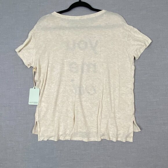 Dept 222 New West Tee Mixed Fabrics Sz PS Light Beige T Shirt You Me Oui - Picture 2 of 7